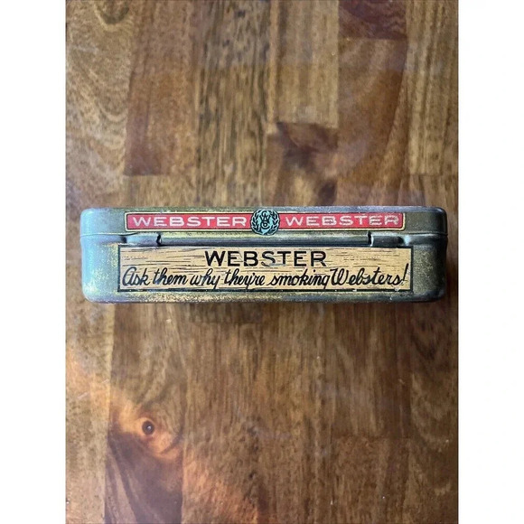 Vintage WEBSTER CIGARS Advertising Tin Can Container - Picture 5 of 7